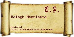 Balogh Henrietta névjegykártya